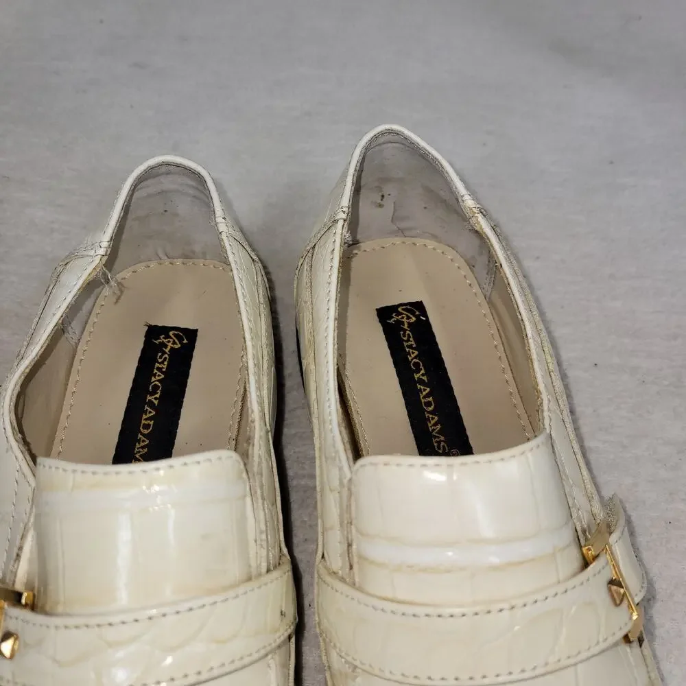 Stacy Adams Shoes Mens Sz 7M Biege Leather Workwear Business Dress Crocodile